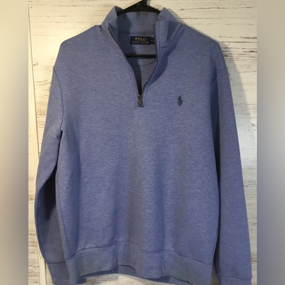 Polo by Ralph Lauren Men's Light Blue Quarter-Zip Sweater, Size Medium